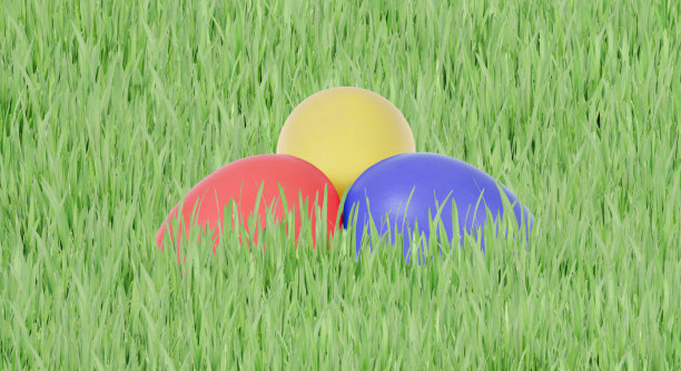 复活节彩蛋在绿色的草地上图片下载