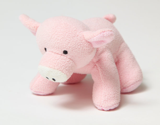 可爱的小猪玩具，孤立的白色背景图片下载