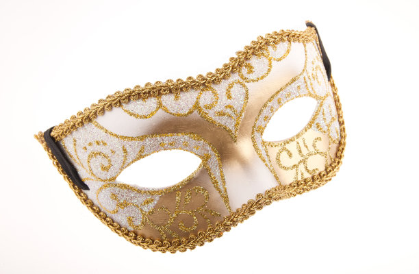 白色背景上的金色面具图片下载