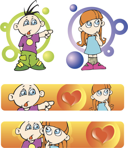 横幅上可爱的小男孩和小女孩图片下载