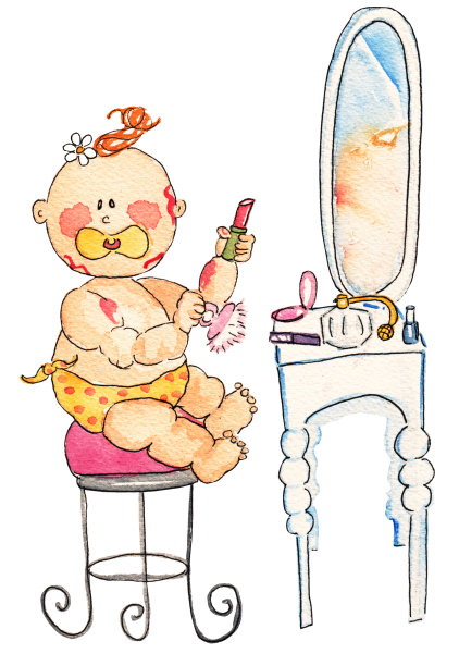 小女孩在玩化妆图片下载