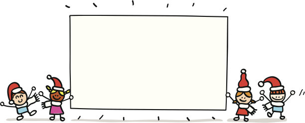 圣诞快乐的孩子与旗帜卡通图片下载