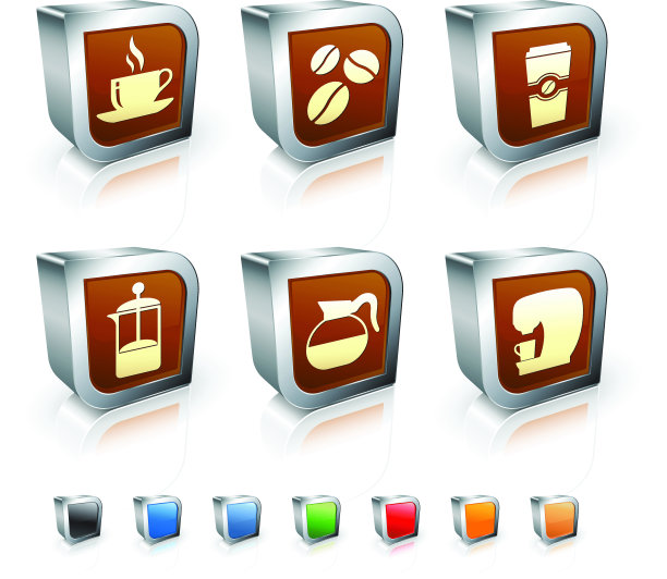 咖啡版税免费矢量图形3D矢量图标集图片下载