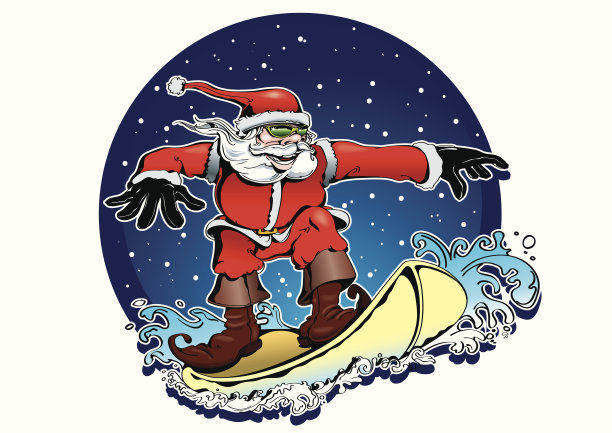 冲浪圣诞老人图片下载