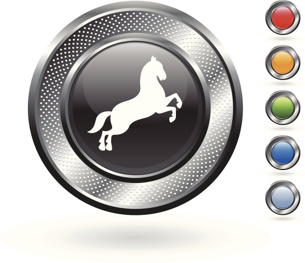 野马皇家免费矢量艺术上的金属按钮图片下载