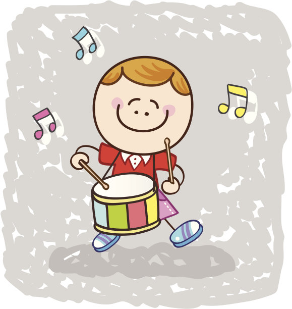 快乐的乐师男孩在打鼓图片下载