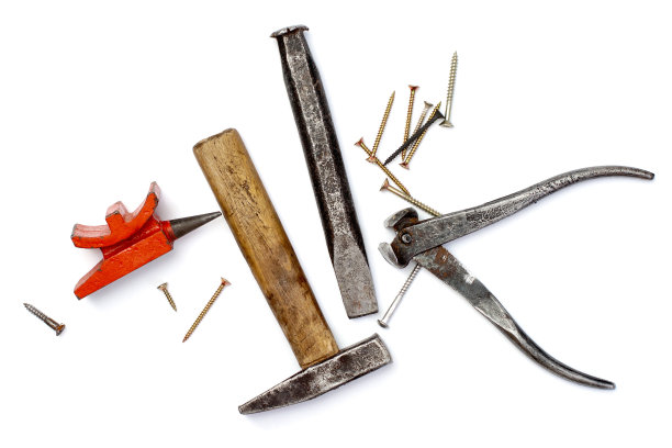白色背景上的老式工作工具图片下载