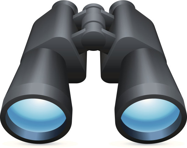 特写望远镜图标上的白色背景图片下载