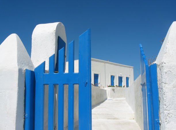 圣托里尼岛的房子大门图片下载