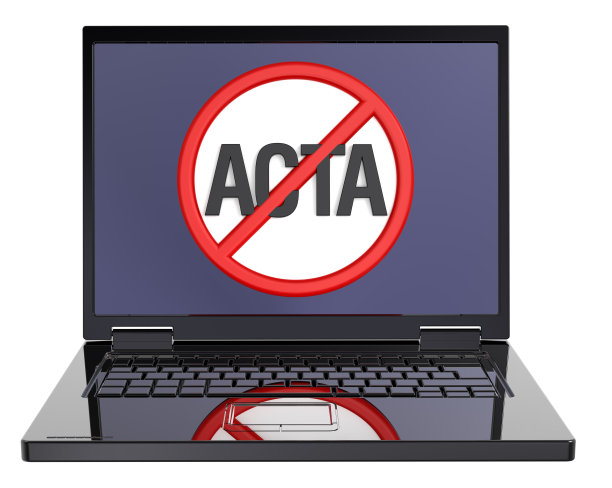 互联网内部反对贸易协定ACTA的概念。图片下载