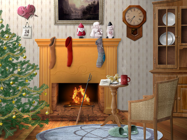 等待圣诞老人的到来图片下载