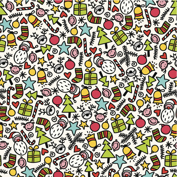 无缝涂鸦圣诞图案。图片下载