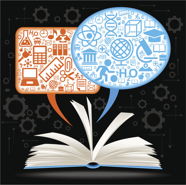 书与讲话气泡和图标素材图片