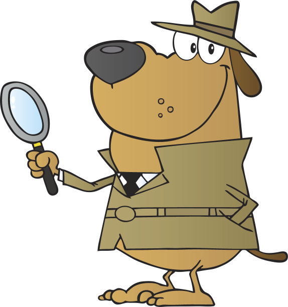 微笑的侦探狗拿着放大镜图片下载
