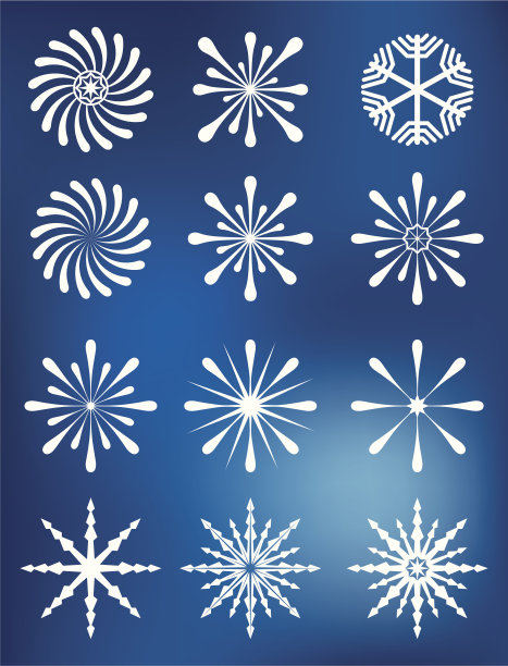 蓝色背景上的雪花集合图片下载