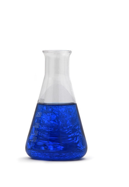 装有蓝色液体的烧瓶图片下载