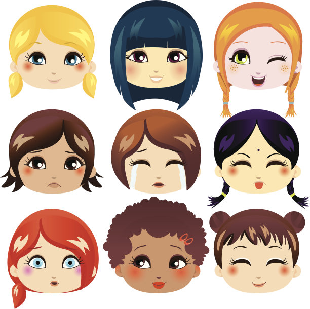 具有不同面部表情的多民族代表图片下载