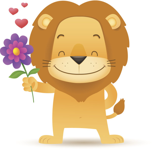 拿着花的狮子利诺图片下载