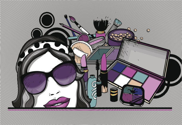 矢量插图的一个女孩和化妆素材图片