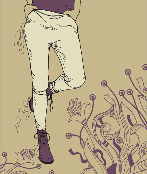 矢量插图的女孩在时髦的裤子和靴子图片下载