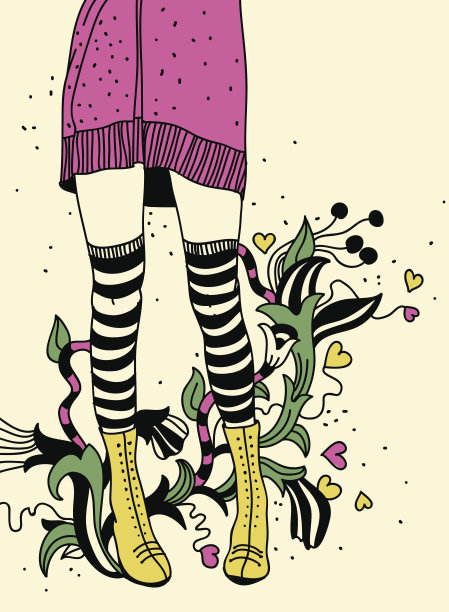 矢量插图的女孩在条纹长袜图片下载