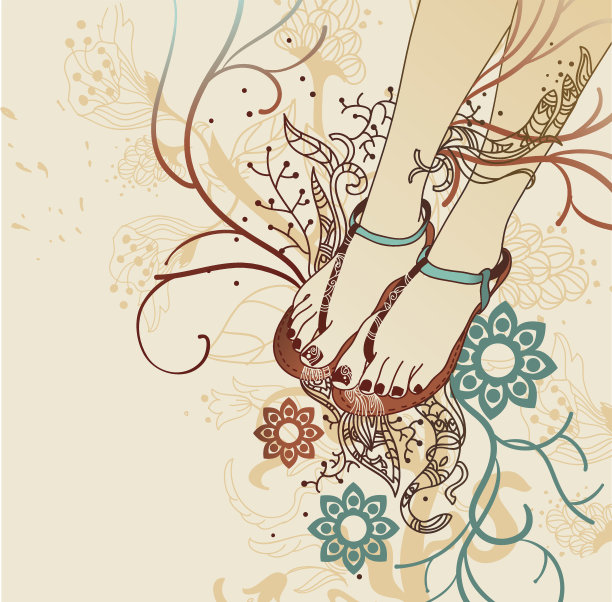 矢量插图漂亮的脚与明亮的足疗图片下载