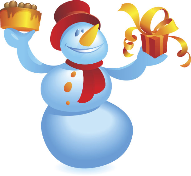 雪人和蛋糕和礼物图片下载