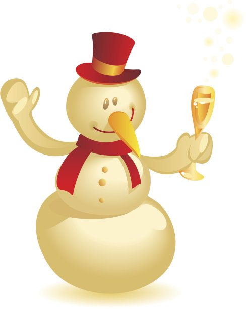 雪人与葡萄酒杯图片下载