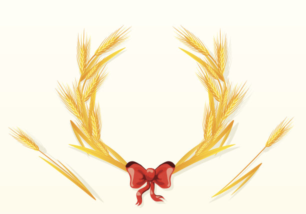 金色的小麦花环素材图片