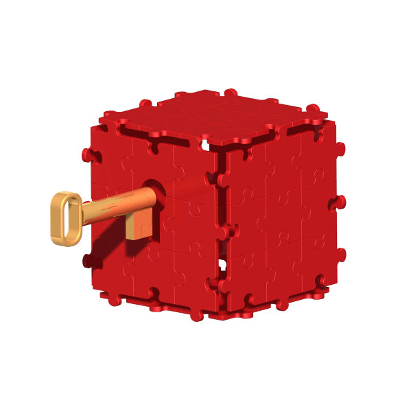 红色谜盒与钥匙图片下载