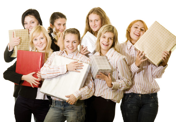 女孩和礼物图片下载