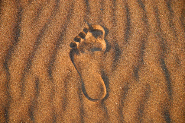沙滩上的脚印图片下载