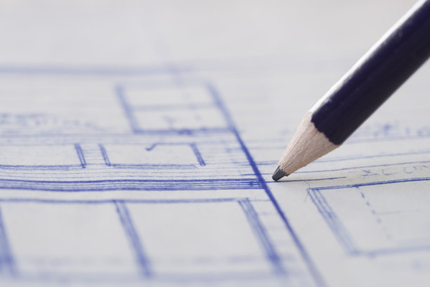 铅笔在画蓝图图片下载