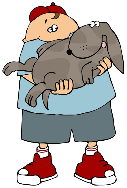 男孩抱着他的狗图片下载