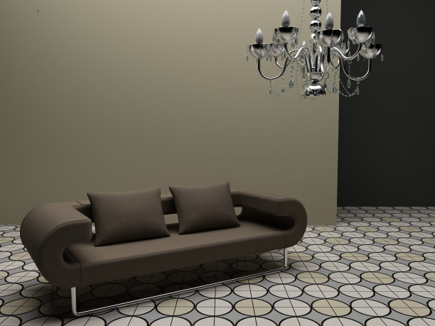 古董灯和现代沙发图片下载