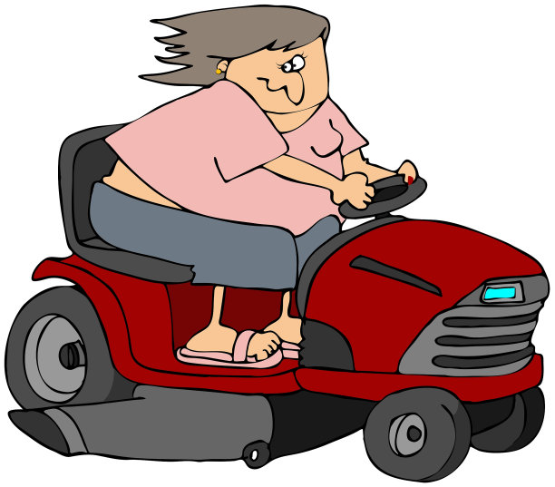 骑在割草机上的女人图片下载