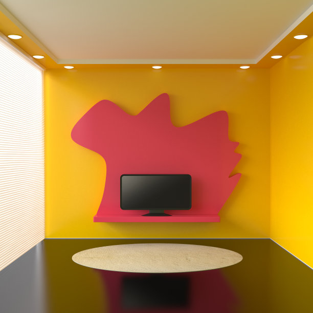 有电视和白色百叶窗的房间图片下载