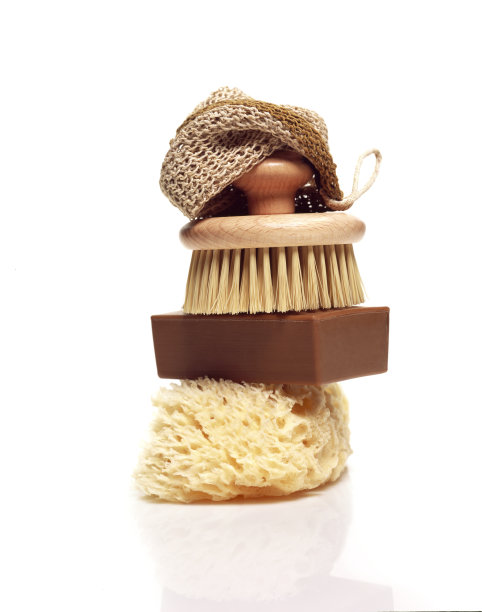 肥皂海绵和刷子图片下载