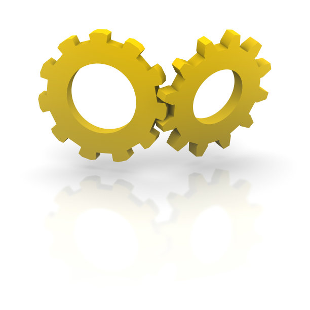 两个橙色的齿轮图片下载