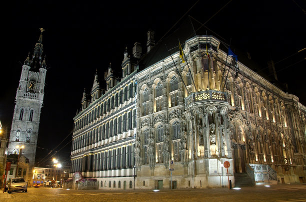 市政厅和根特钟楼图片下载