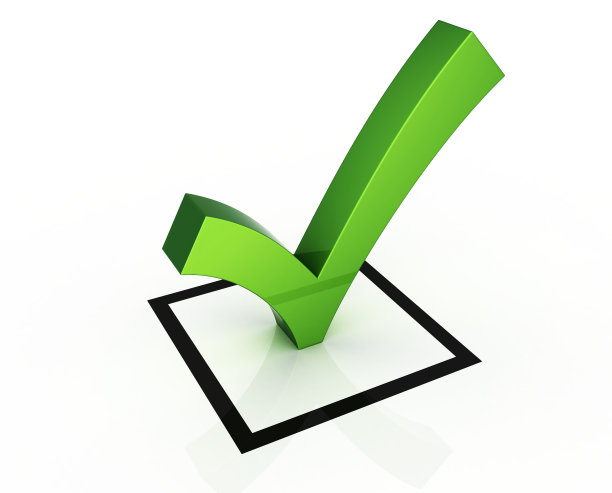 一个绿色3D勾号的卡通图像图片下载