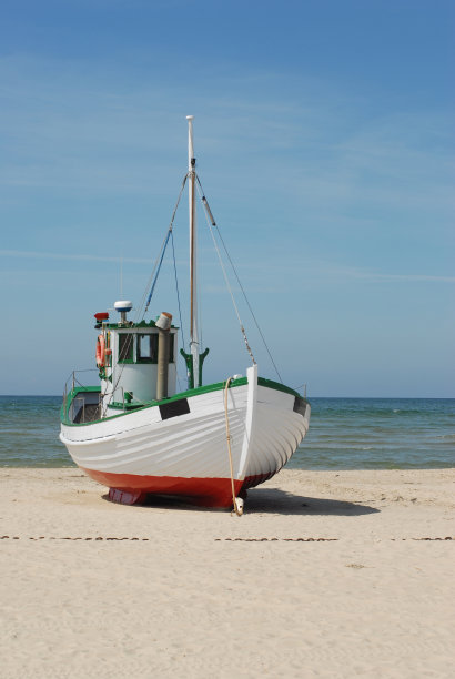 一艘渔船在丹麦上岸图片下载