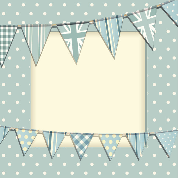 古董彩旗框架图片下载