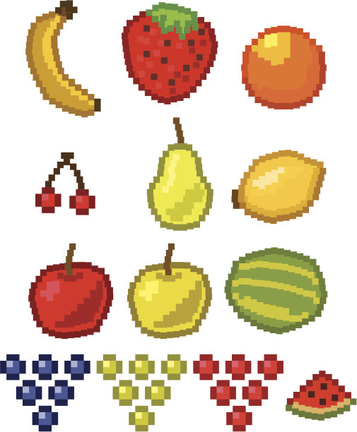 像素水果-矢量插图图片下载