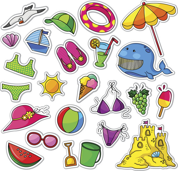 各种各样的夏季系列插图图片下载