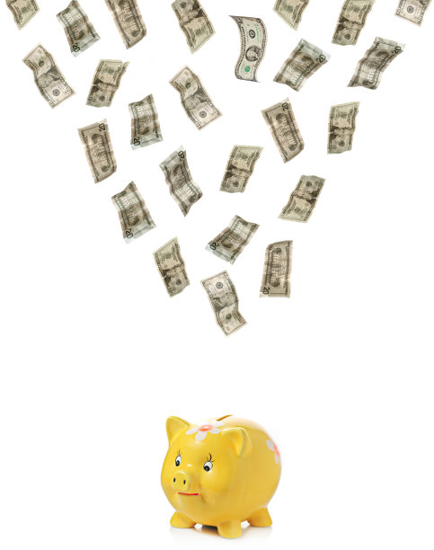 钱像雨点一样落在小猪身上图片下载