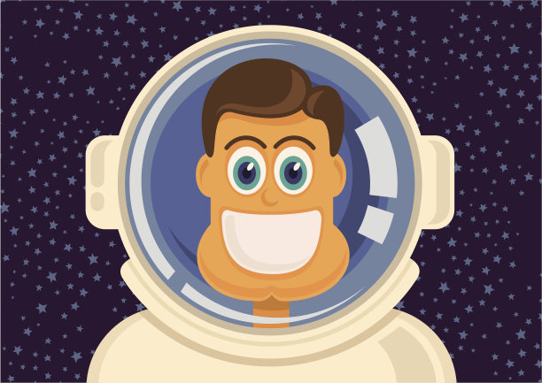 漫画宇航员的肖像。素材图片