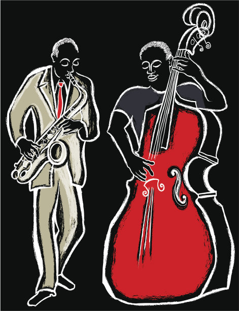 萨克斯管和低音提琴手图片下载