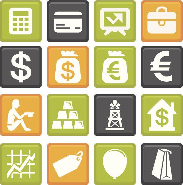 带有业务和财务图标的向量集图片下载