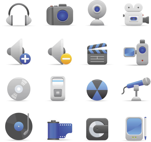 蓝色多媒体图标图片下载